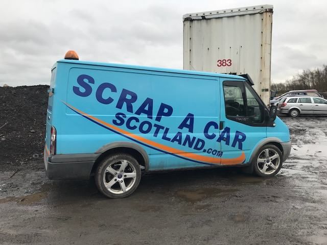 Blue collection van used for free scrap car collection in Stirling